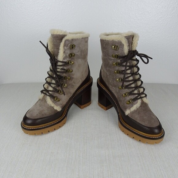 TORY BURCH Miller Shearling Lug Sole Ankle Boots 95MM Suede Leather 6.5 NIB - Picture 7 of 14